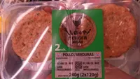 Hamburguesa pollo y verduras