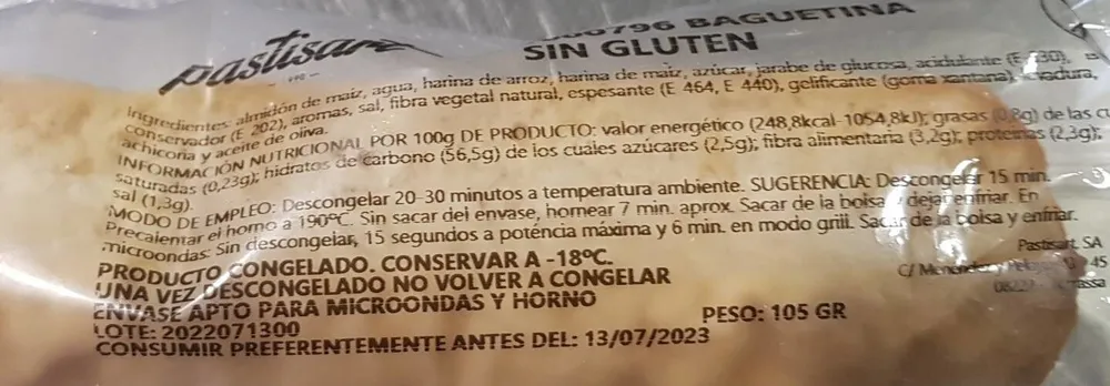 Baguetina sin gluten