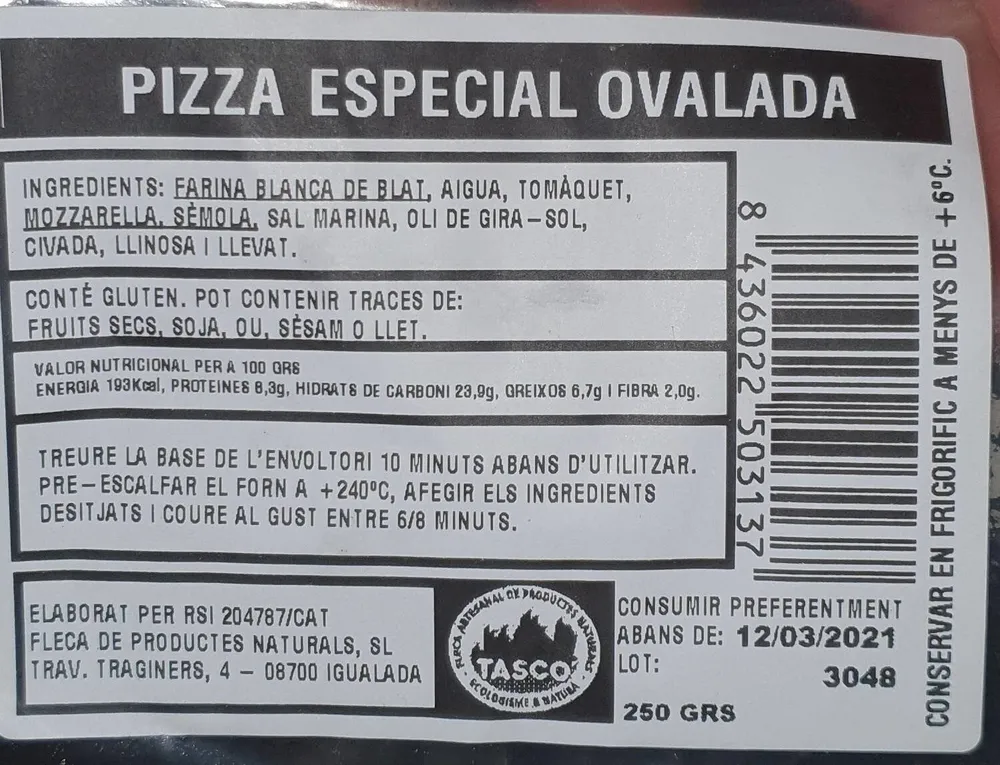Pizza especial ovalada