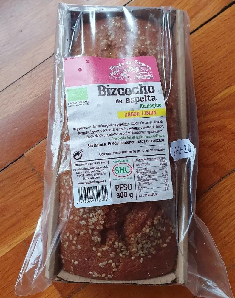 Bizcocho de espelta ecológico sabor limón