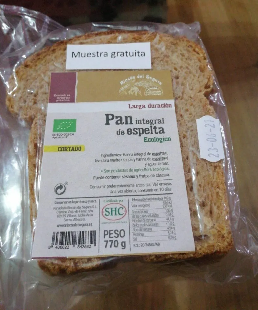 Pan integral de espelta ecológico