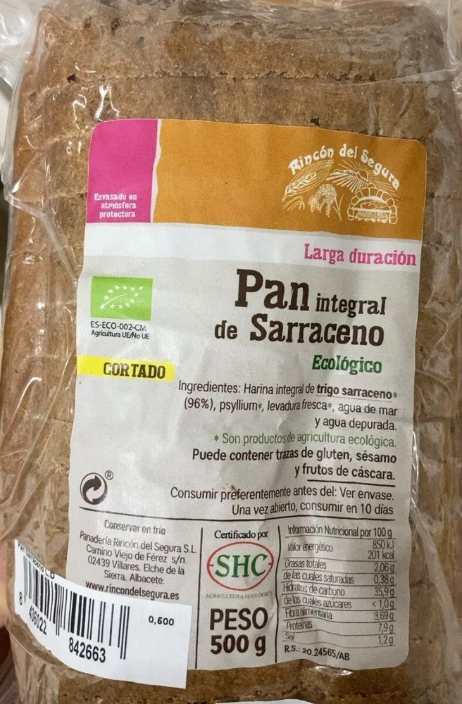 Pan integral de sarraceno ecológico