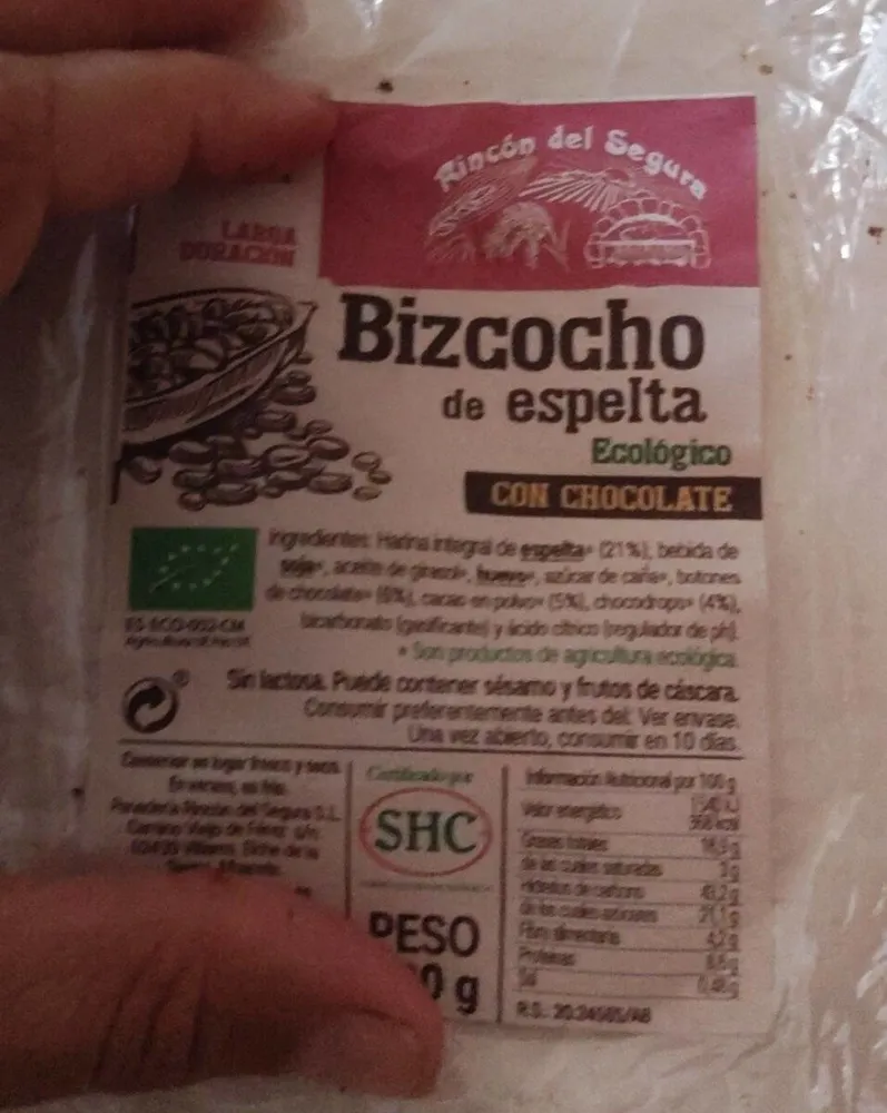 Bizcocho de espelta con chocolate