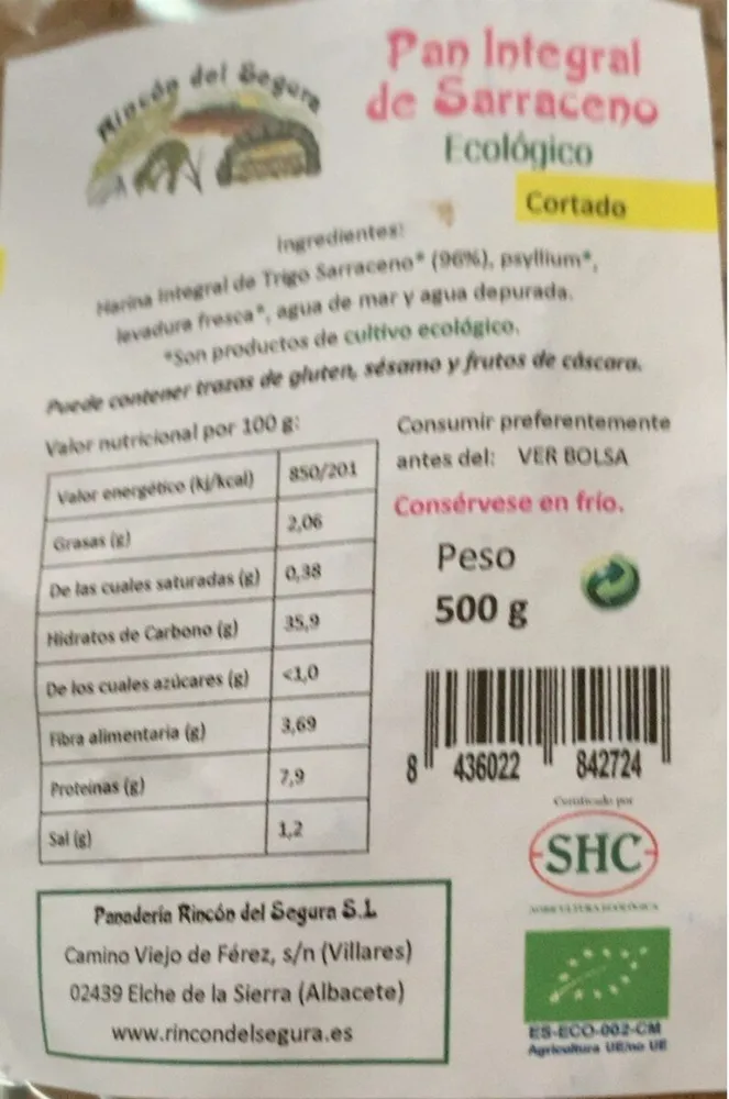 Pan Integral de Trigo Sarraceno