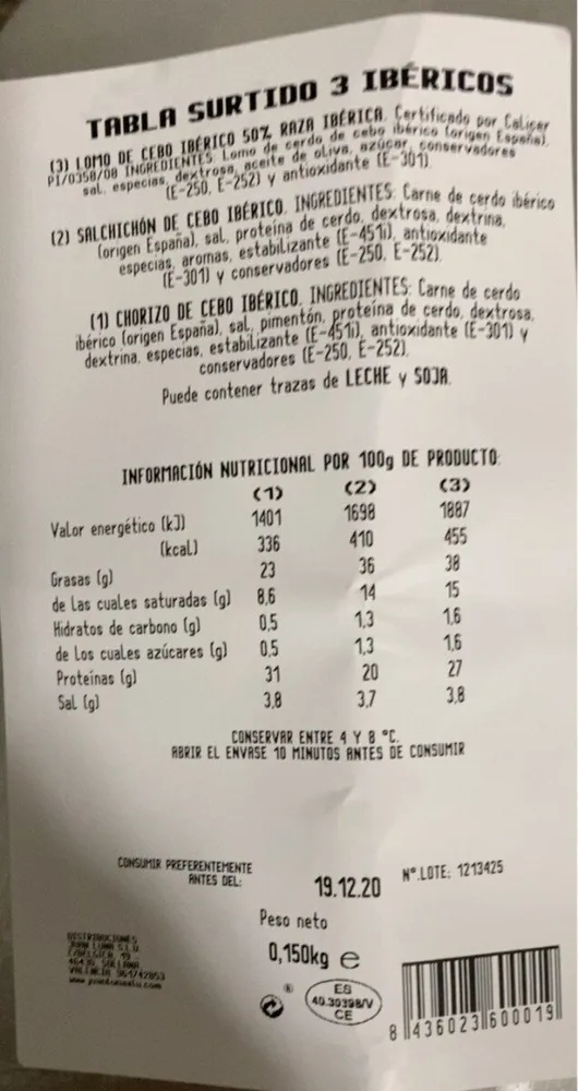 Tabla surtido 3 ibericos