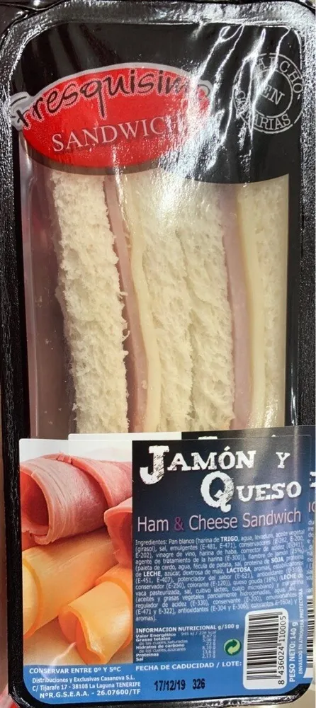 Sandwich jamon y queso