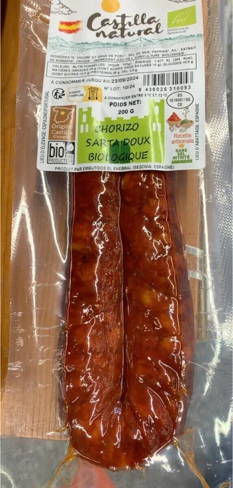 Chorizo sarta doux biologique