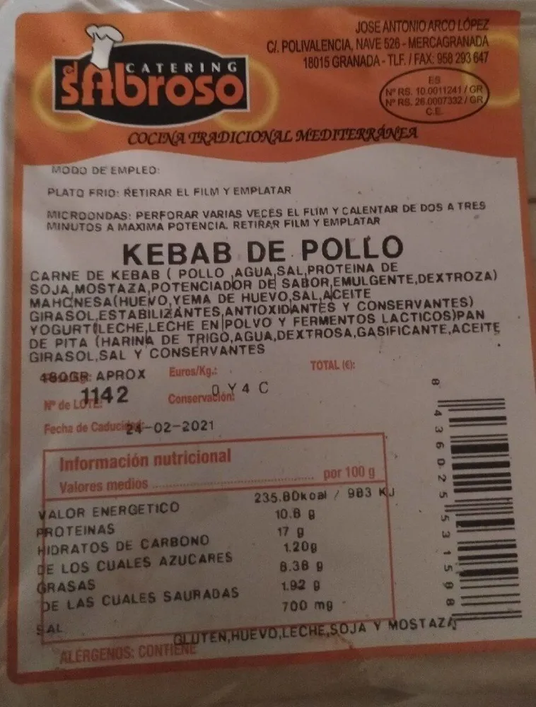 Kebab de pollo