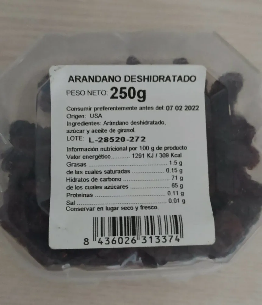 Arándano deshidratado