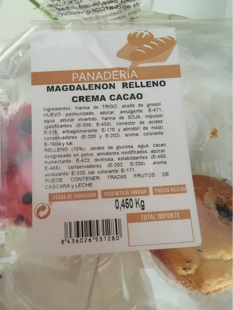 Magdalenon relleno crema cacao