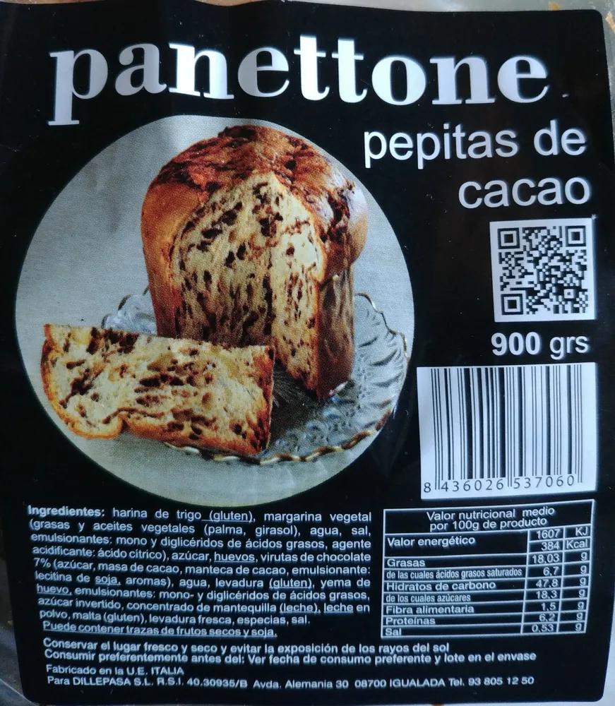 Panettone pepitas de cacao