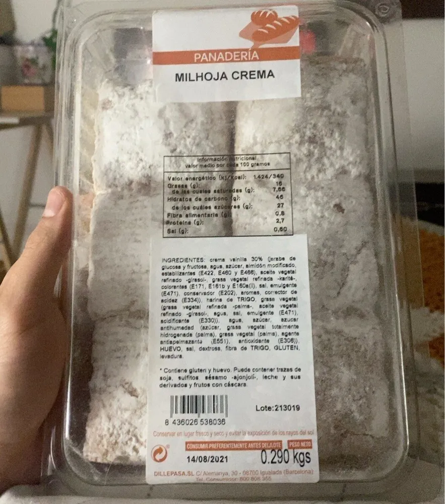 Milhoja crema