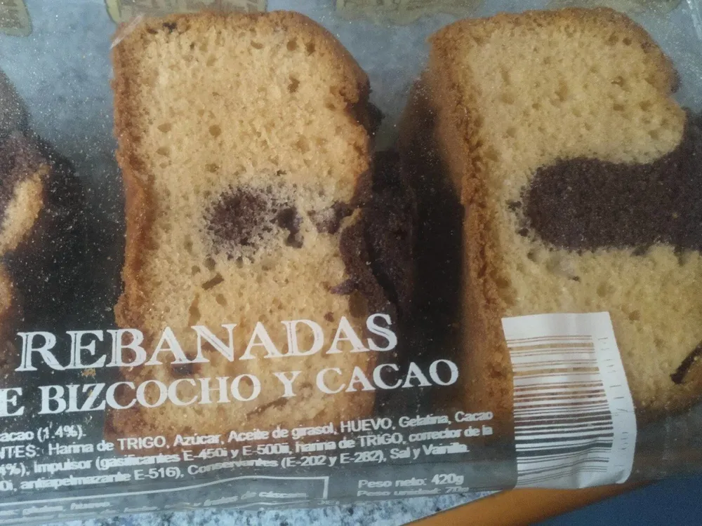 Rebanadas bizcocho y cacao