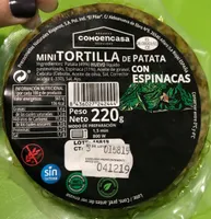 Mini tortilla de patata con espinacas