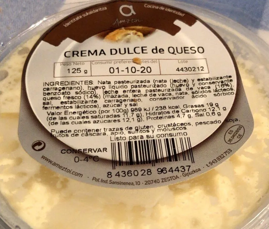 Crema dulce de queso
