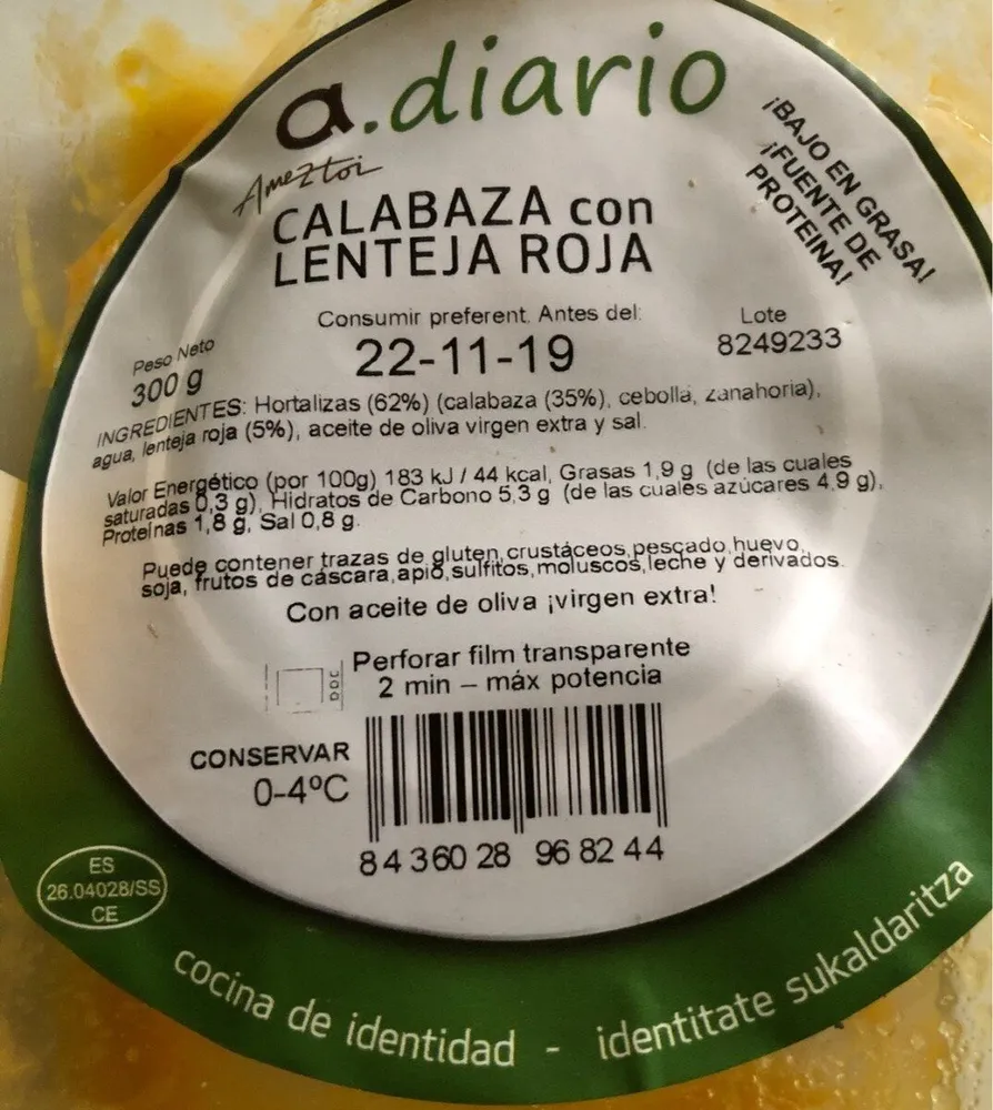 Calabaza lenteja roja