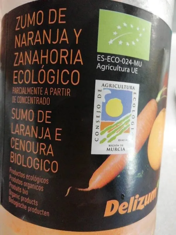 Zumo de naranja y zanahoria ecológico