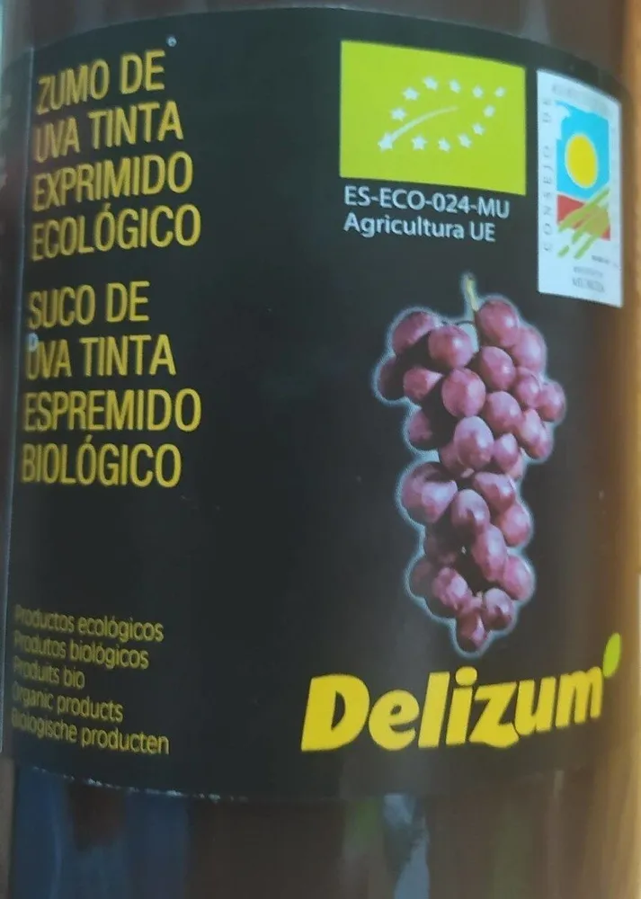 Zumo de uva tinta exprimido ecologico
