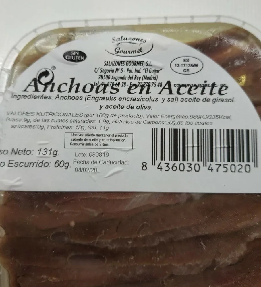 Anchoas en aceite