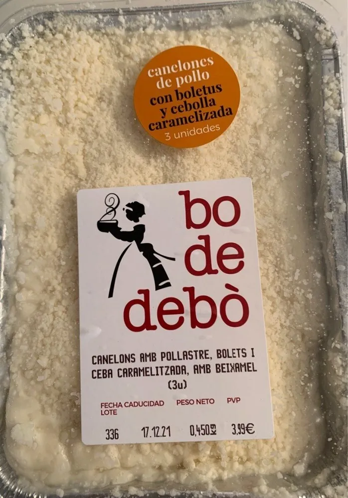 Canelons amb pollastre, bolets i ceba carameltzada