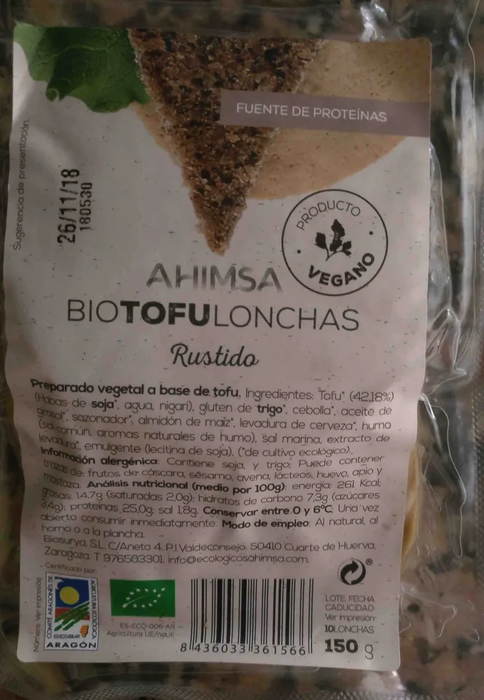 Bio tofu lonchas