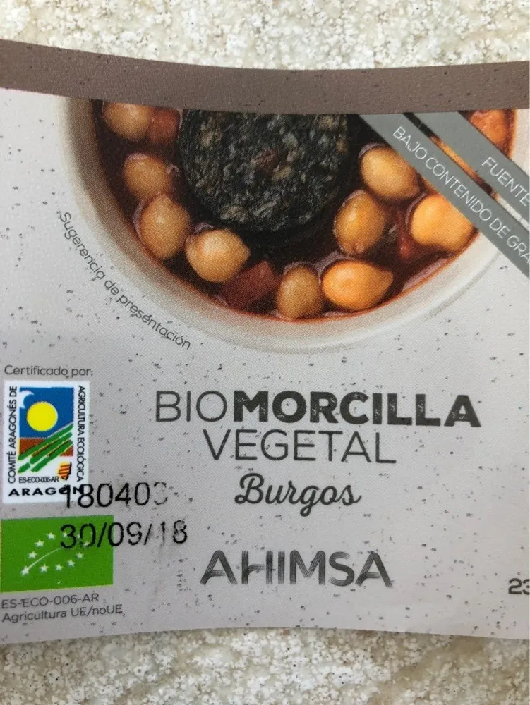 Bio morcilla vegetal