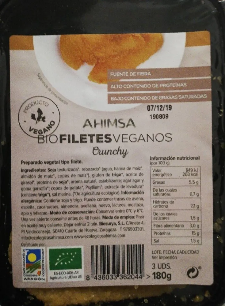 Bio filetes veganos crunchy