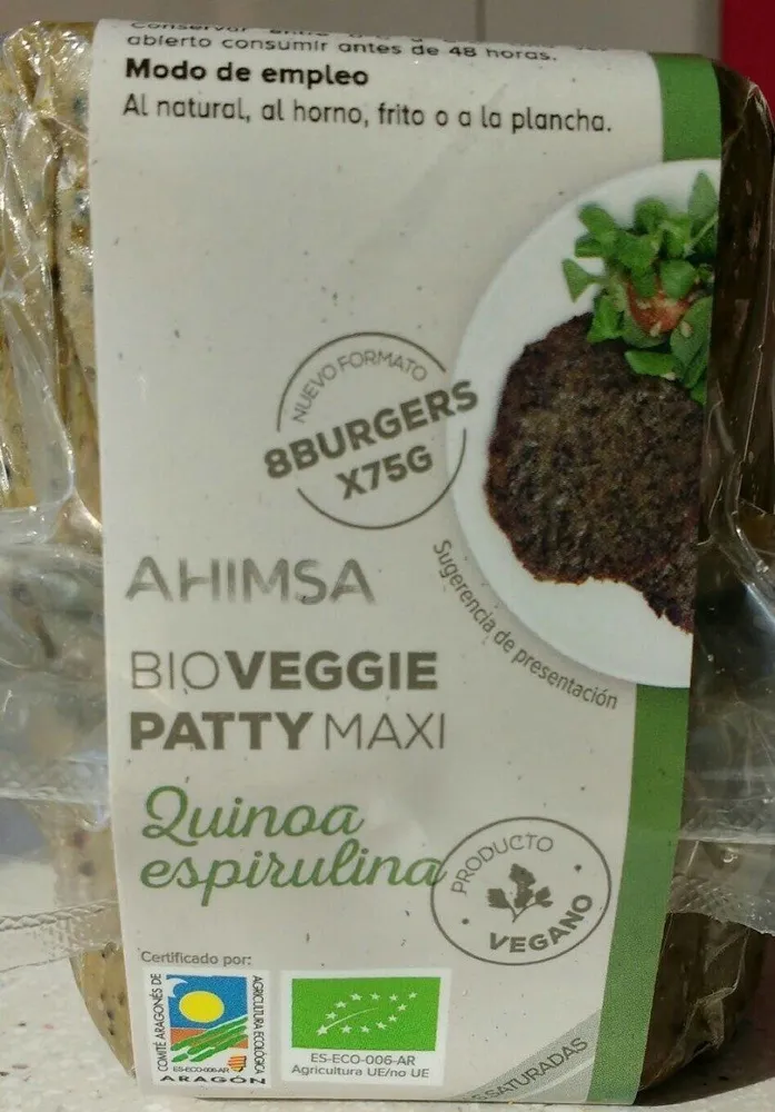 Bio veggie Patty Maxi, quinoa espirulina