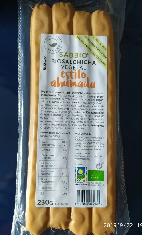 Sabbio bio salchicha vegetal