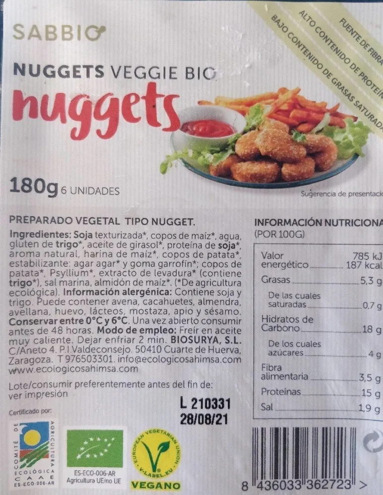 Nuggets veggir bio