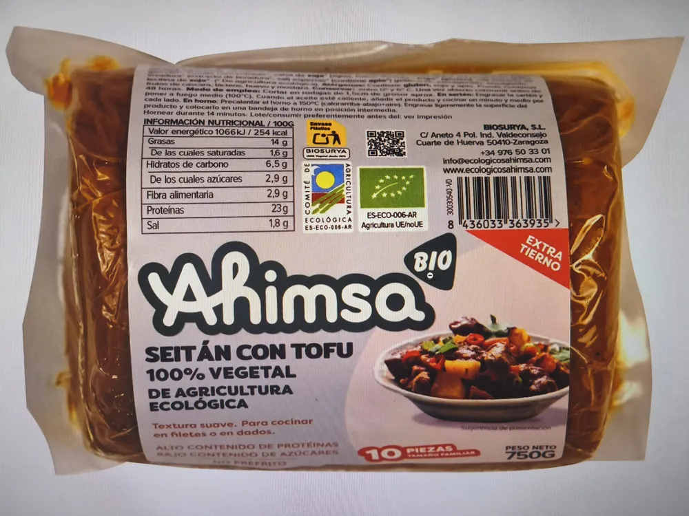 Seitán con tofu 100% vegetal de agricultura ecológica