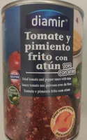 Tomate y pimiento frito con atún