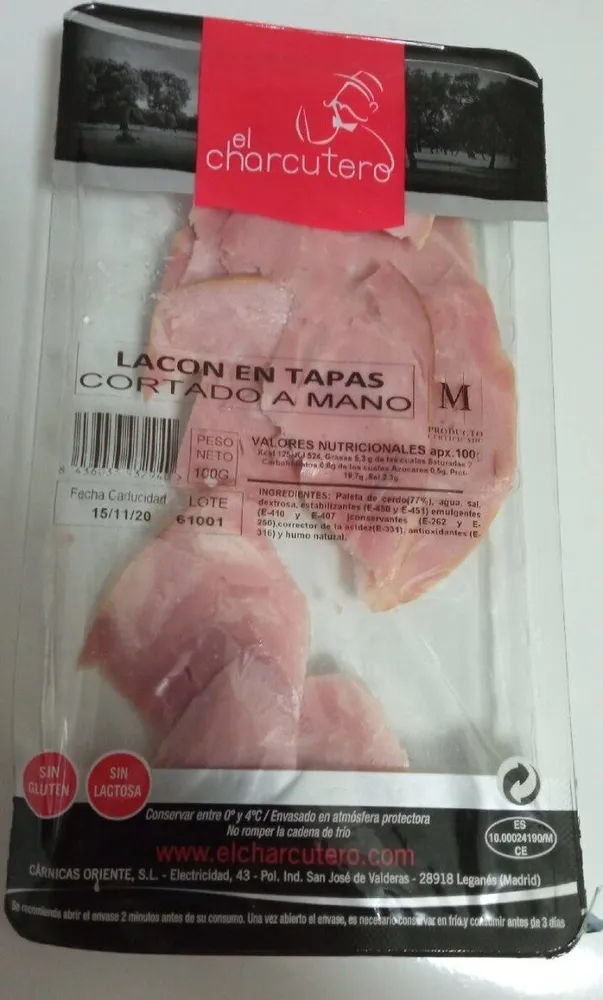 Lacón en tapas cortado a mano