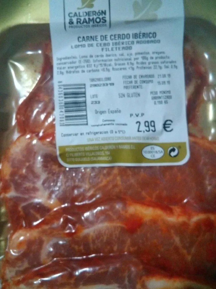 Lomo cerdo ibérico adobado
