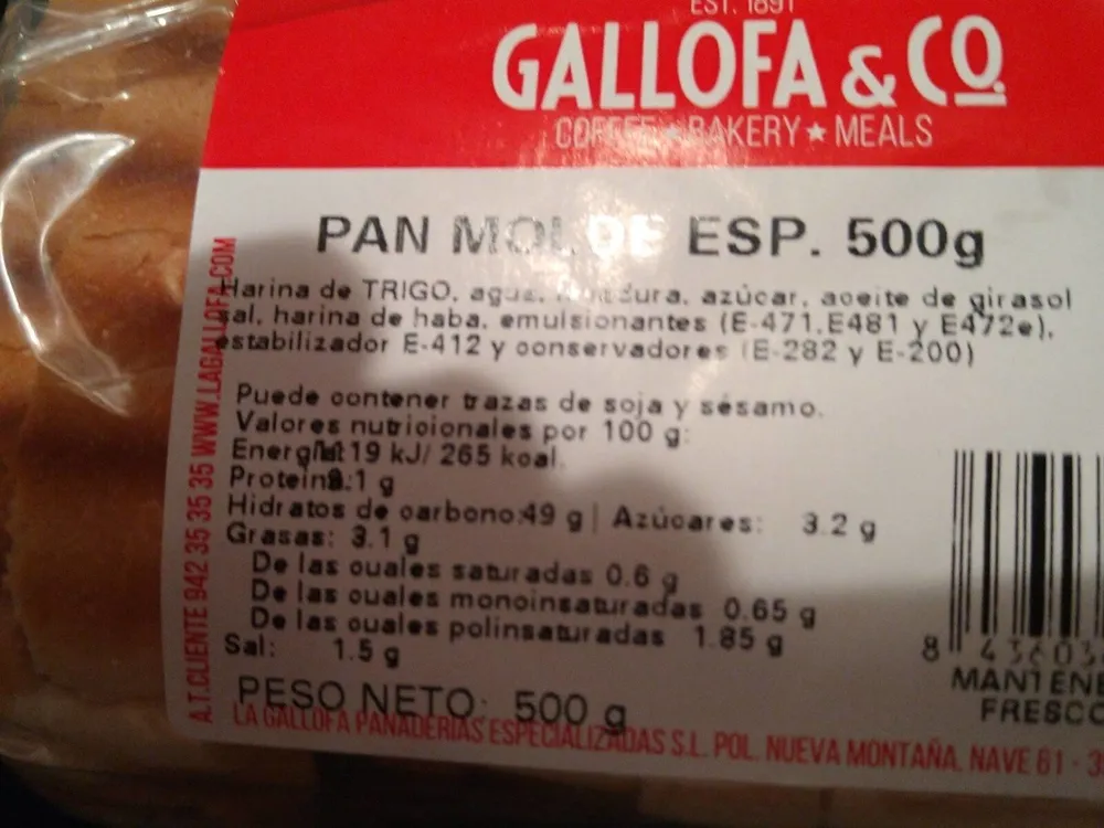 Pan molde 500g