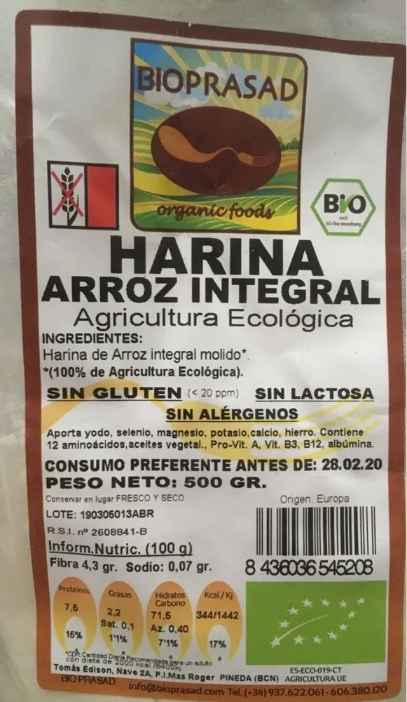 Harina arroz integral