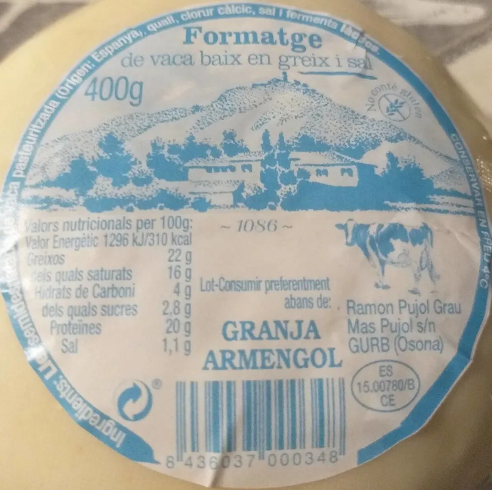 Formatge  de vaca baix en Grecia i sal