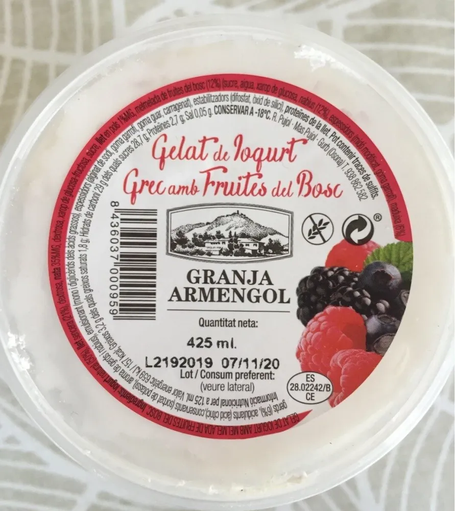 Gelat de iogurt grec amb fruites del bosc