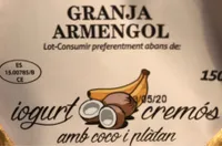 Iogurt cremós amb coco i plàtan