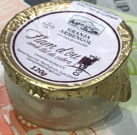 Flam d’ou amb llet de cabra