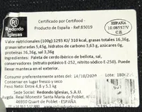 Paleta de bellota ibérica raza ibérica de salamanca