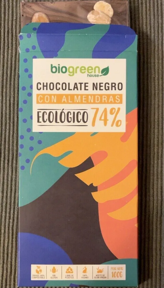 Chocolate negro con almendras eco 74%