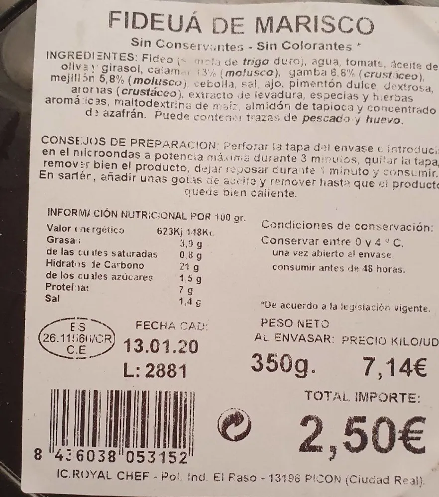 Fideua de marisco