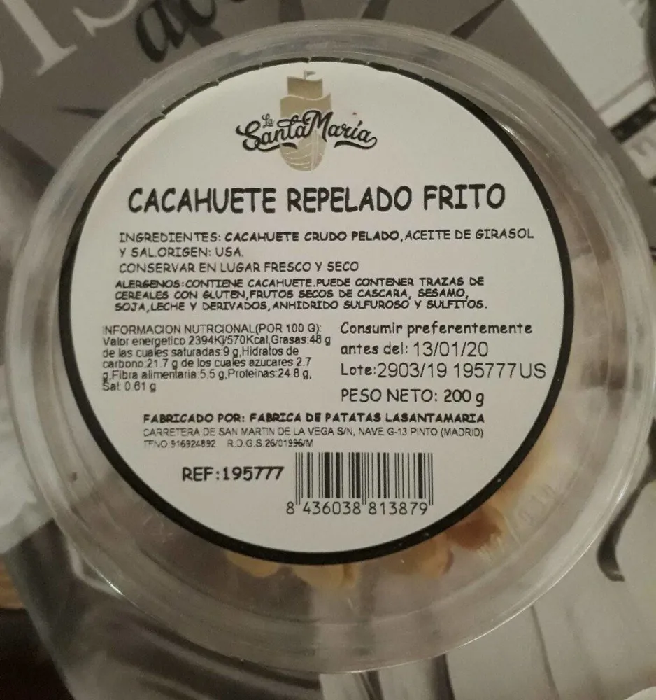 Cacahuete repelado frito