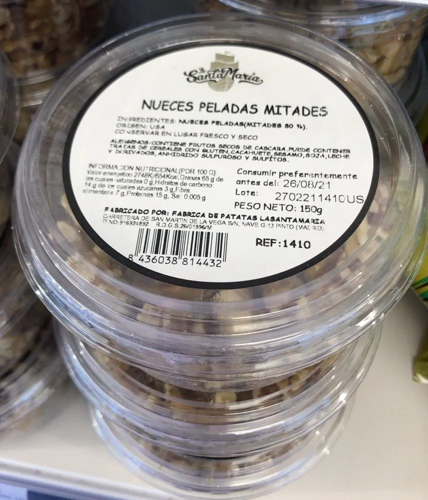Nueces peladas mitades