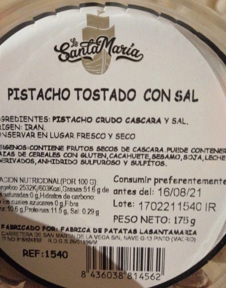 Pistacho tostado