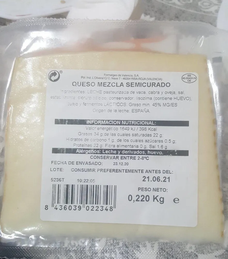 Queso mezcla semicurado