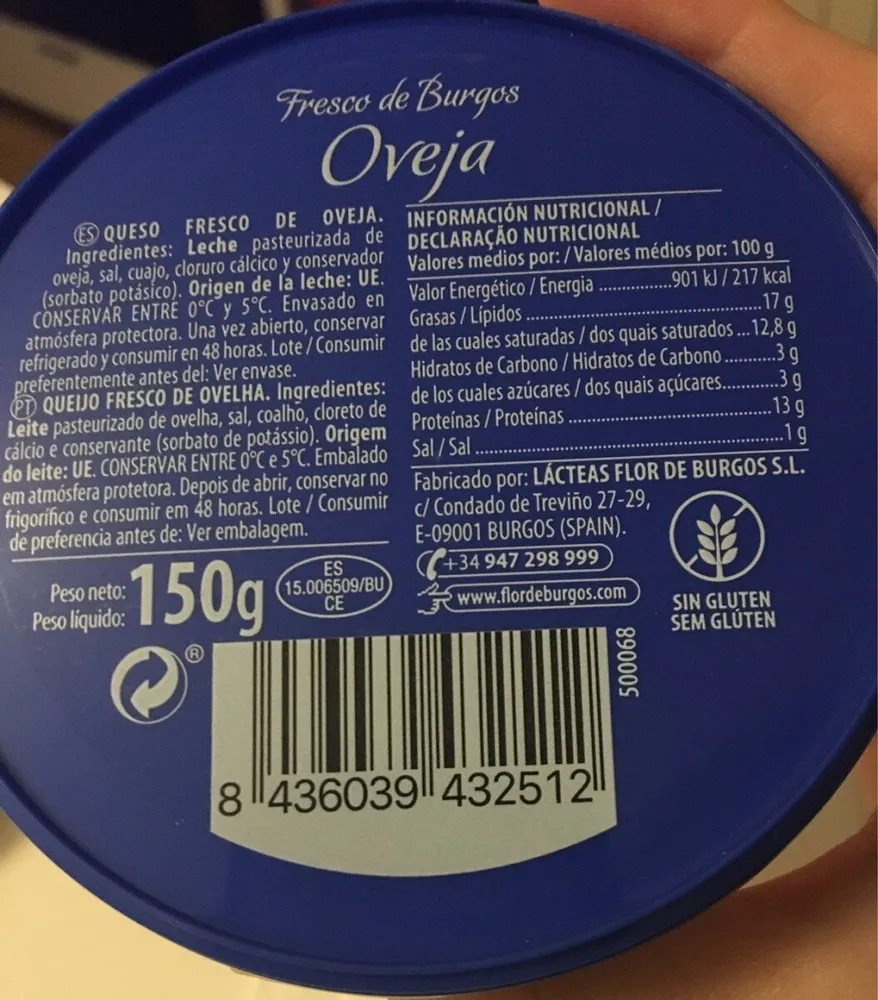 Queso fresco de burgos oveja