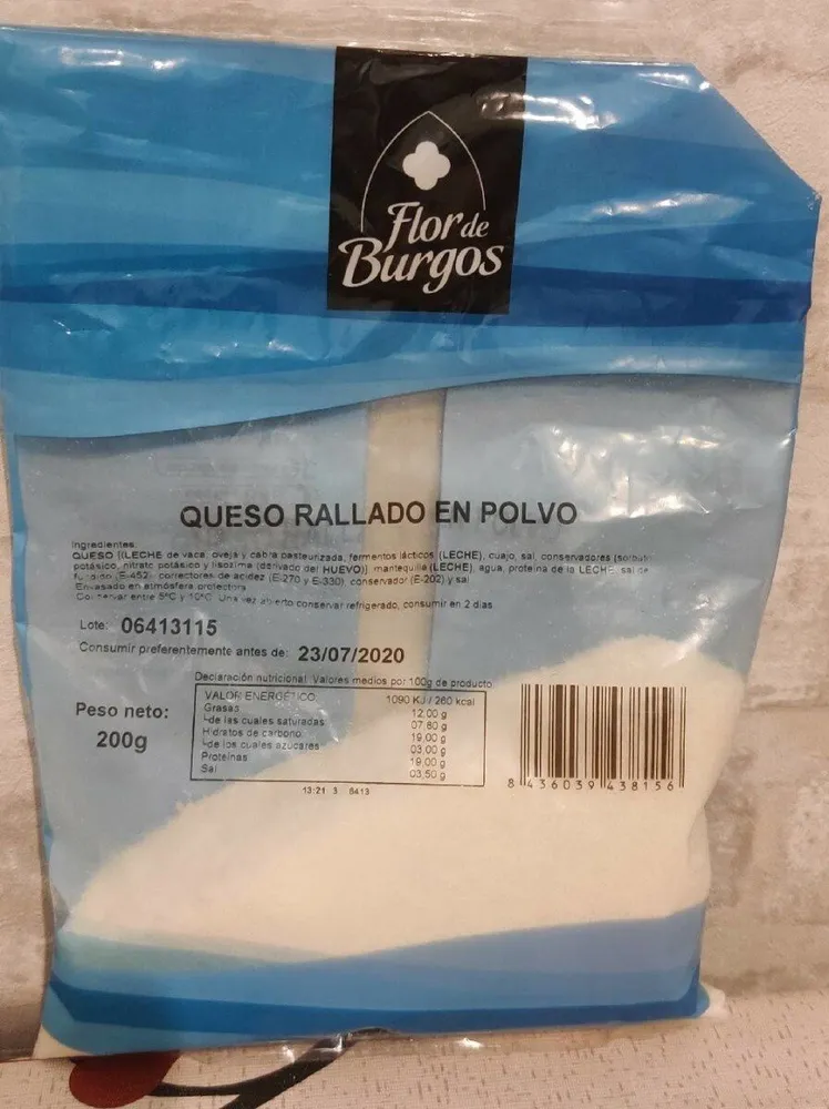 Queso rallado en polvo