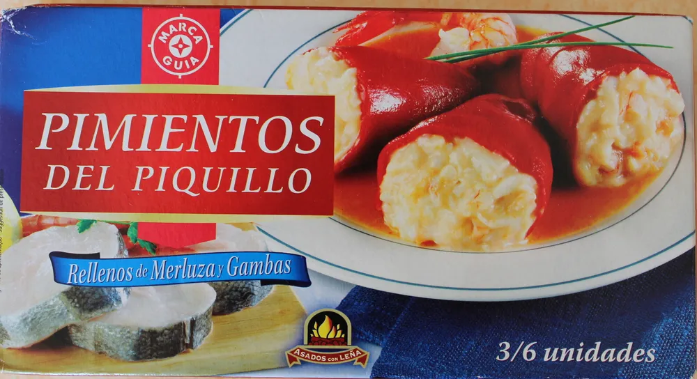 Pimientos del piquillo rellenos de merluza y gambas